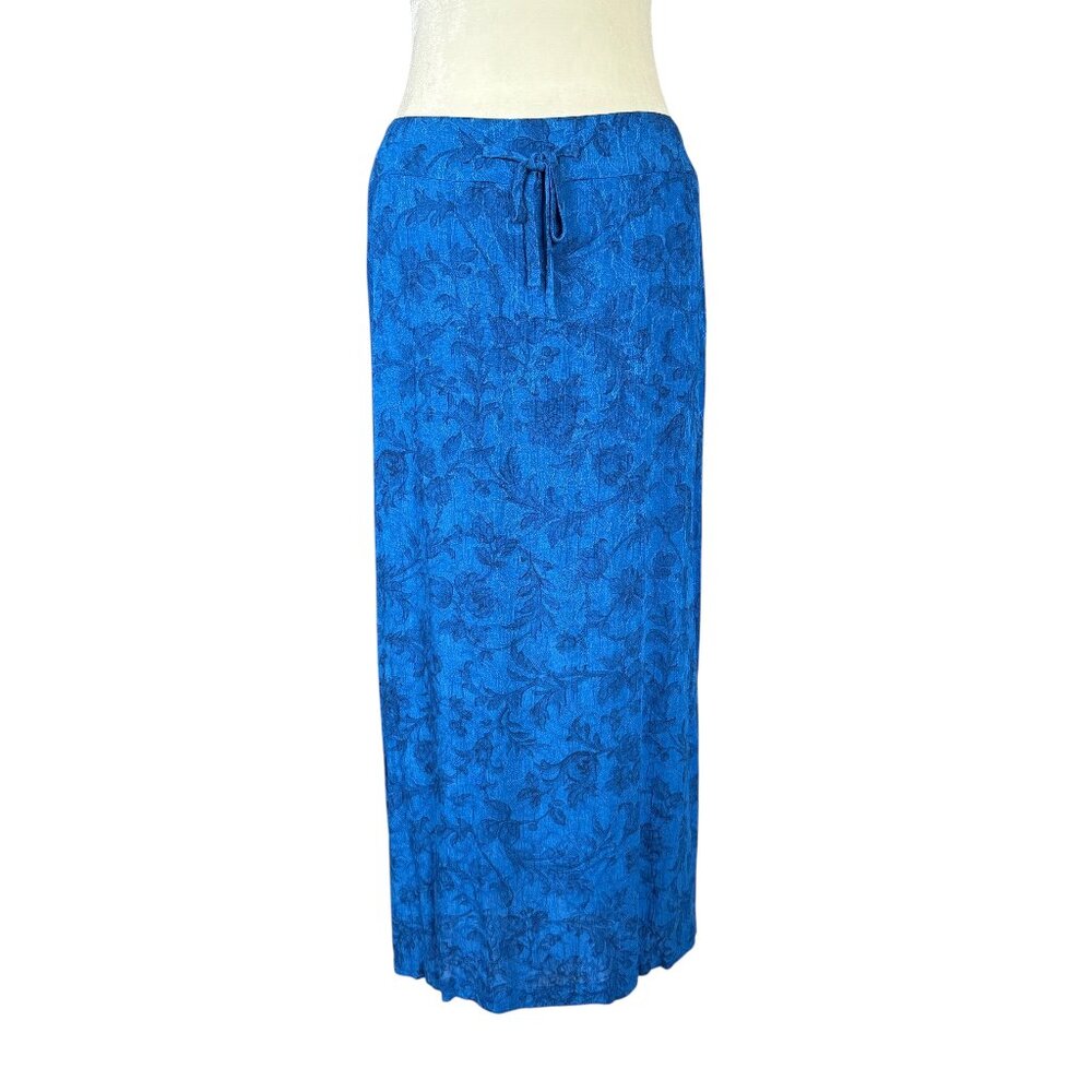 Sag Harbor blue textured rayon jacquard maxi skirt women's size 16 NWT